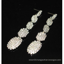 New Promotion Bridal Elegant Silver Hanging Crystal Stud Earrings